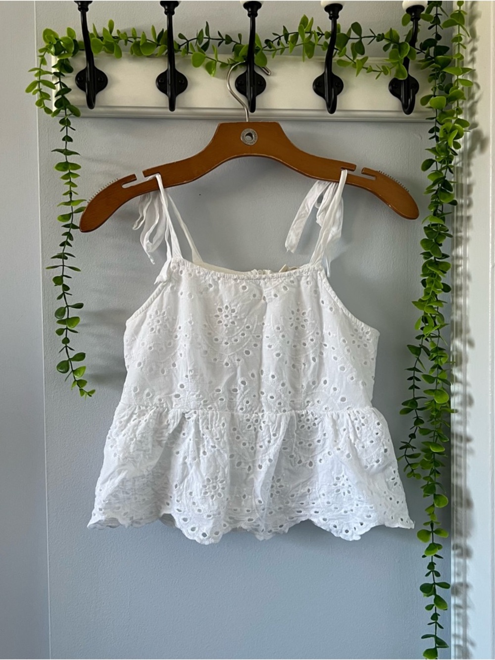 Rebellion White Tie-Shoulder Peplum Camisole
